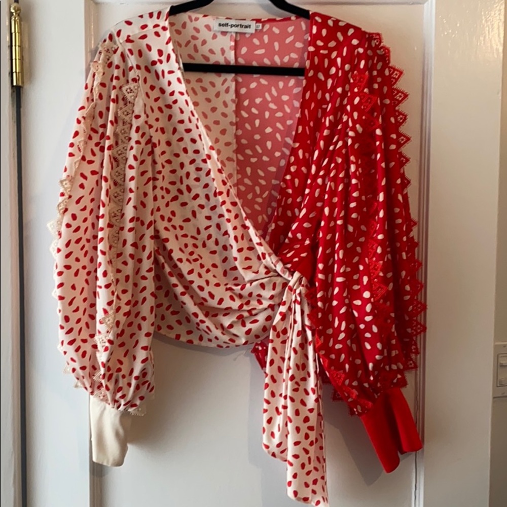 Self-Portrait wrap blouse